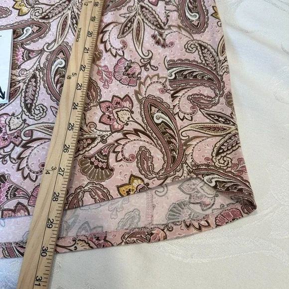 J Jill Luxe Supima Size-2X A Line Tunic Pink Yellow‎ Paisley 3/4 Sleeve - Picture 5 of 9